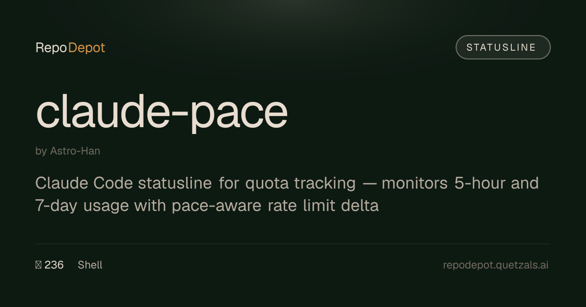 claude-pace — Statusline — RepoDepot